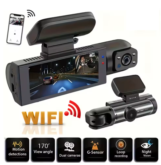 Cámara de salpicadero con cámara Dual WIFI de 1080P